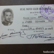 Coches y Motocicletas: REAL MOTO CLUB DE ESPAÑA CARNET DE SOCIO 1946. Lote 323275808