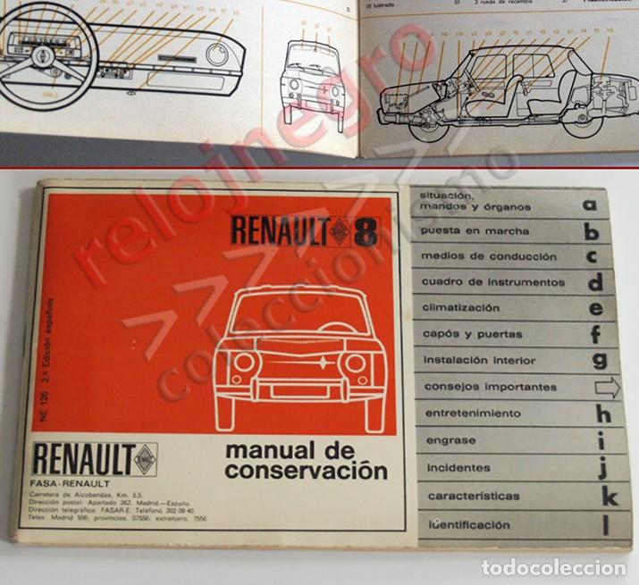 Automobili e Motociclette: ANTIGUO MANUAL DE CONSERVACI&Oacute;N RENAULT 8 - 48 p&aacute;g COCHE A&Ntilde;OS 60 TRANSPORTE CONSEJOS PUESTA EN MARCHA