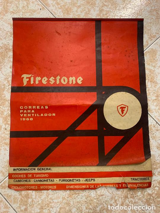 Automobili e Motociclette: FIRESTONE. Rarisima tarifa a&ntilde;o 1968, Correas para ventilador. Formato calendario pared. 45x36cms.