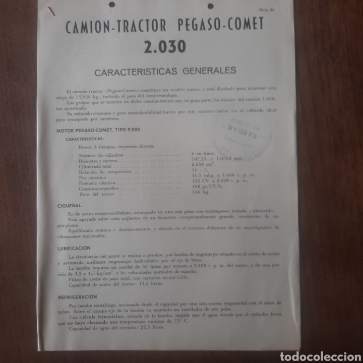 Automobili e Motociclette: Ficha t&eacute;cnica camion pegaso 2030 comet de 1963