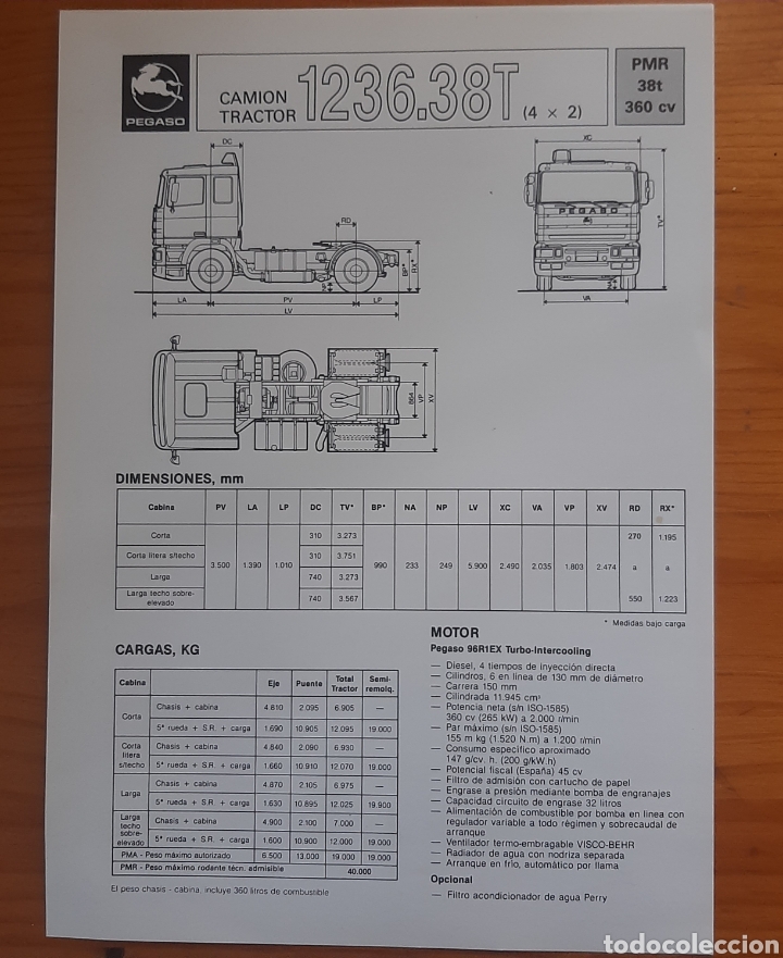 Automobili e Motociclette: Ficha t&eacute;cnica camion pegaso troner 1236 de julio 1987