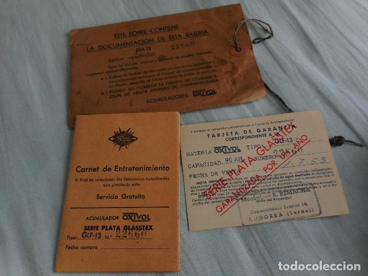 Voitures et Motocyclettes: ANTIGUA DOCUMENTACION CARNERT ENTRETENIMIENTO CUPONES BATERIA ACUMULADORES OXIVOL SAN SEBASTIAN