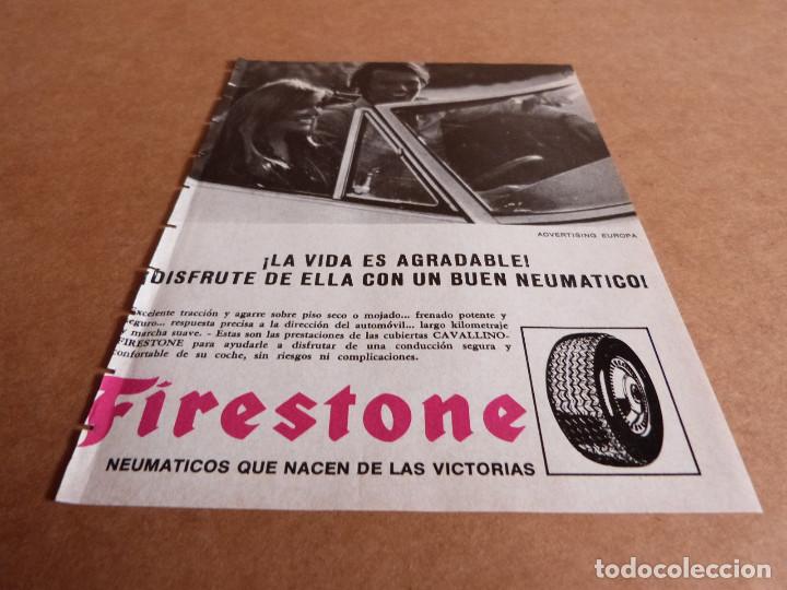 Coches y motocicletas: Anuncio neumaticos Firestone Cavallino sin riesgos ni complicaciones - Publicidad de los a&ntilde;os 70