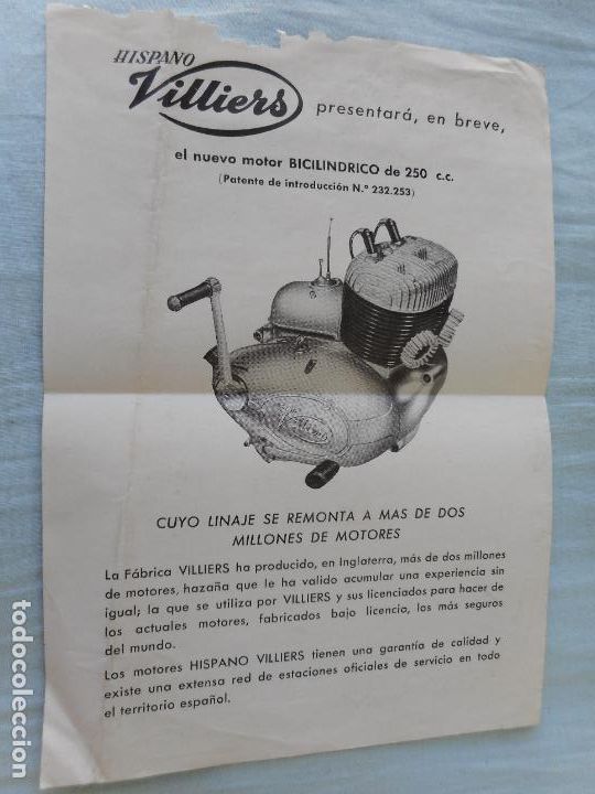 Cars and Motorcycles: ANTIGUA FICHA TECNICA MOTOR BICILINDRICO 250 CC HISPA&Ntilde;O VILLIERS. HARRY WALKER