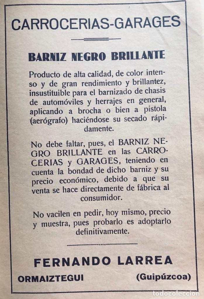 Autos und Motorr&auml;der: Publicidad en prensa, pintura para coches Fernando Larrea. Original a&ntilde;o 1935. P&aacute;gina tama&ntilde;o folio.