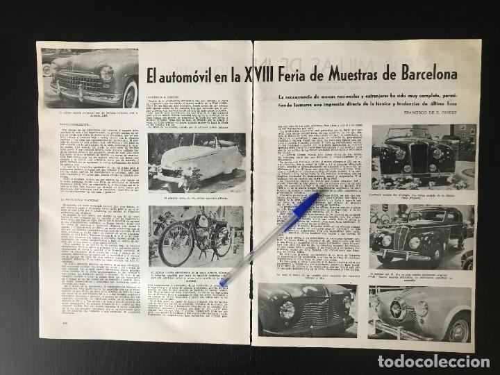 Coches y Motocicletas: 1950 XVIII FERIA SALON AUTOMOVIL BARCELONA - ARTICULO PRENSA RECORTE - FIAT 1400 DAVID DELAGE DKW