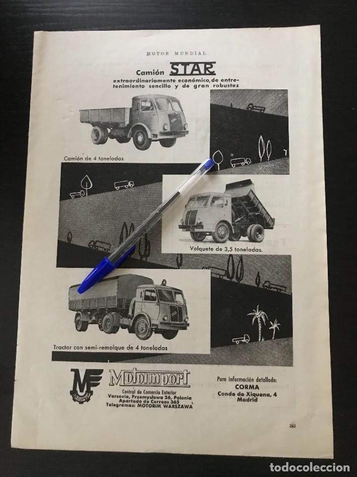 Coches y motocicletas: CAMION STAR MOTOIMPORT- ANUNCIO RECORTE PUBLICIDAD ORIGINAL - A&Ntilde;O 1958 - NO PEGASO BARREIROS EBRO