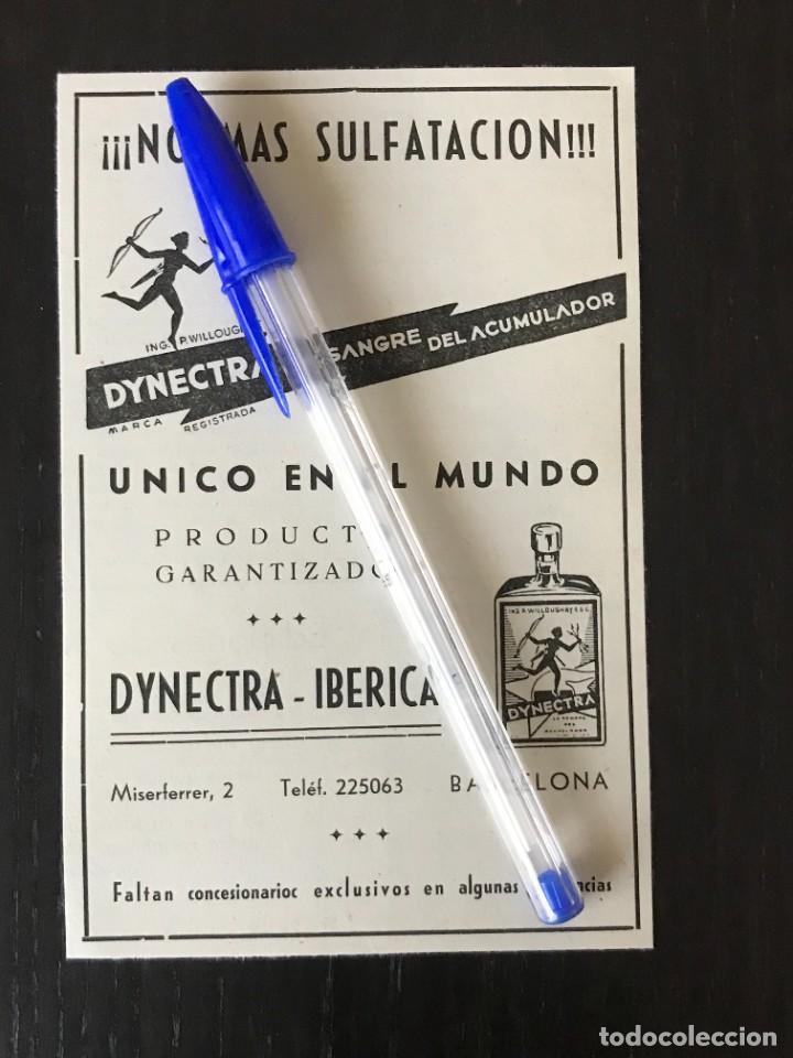 Carros e motociclos: DYNECTRA IBERICA LA SANGRE DEL ACUMULADOR BATERIAS - ANUNCIO RECORTE PUBLICIDAD ORIGINAL - A&Ntilde;O 1950