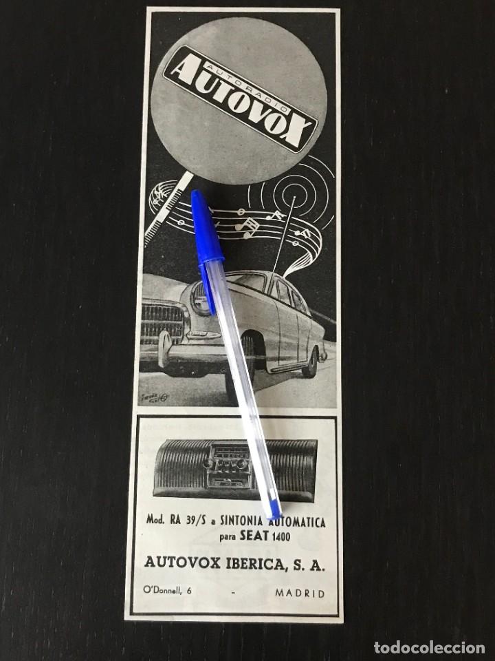 Coches y Motocicletas: AUTOVOX AUTORADIO RADIO AUTO SEAT 1400 - ANUNCIO PUBLICIDAD RECORTE ORIGINAL - A&Ntilde;O 1955