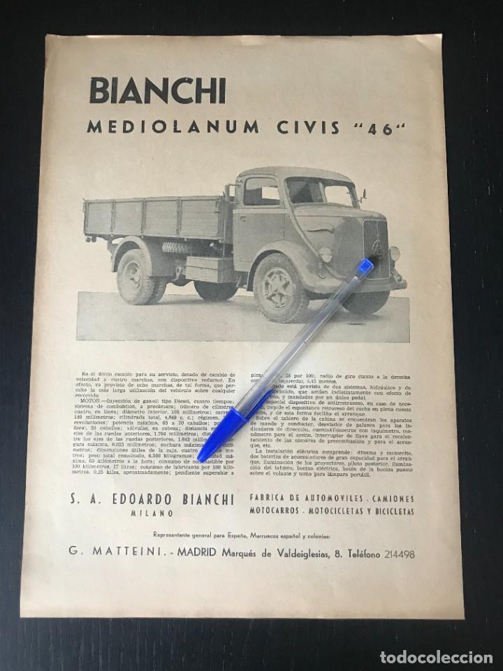 Coches y motocicletas: BIANCHI MEDIOLANUM CIVIS 46 - ANUNCIO PUBLICIDAD PRENSA RECORTE - CAMION NO PEGASO BARREIROS EBRO