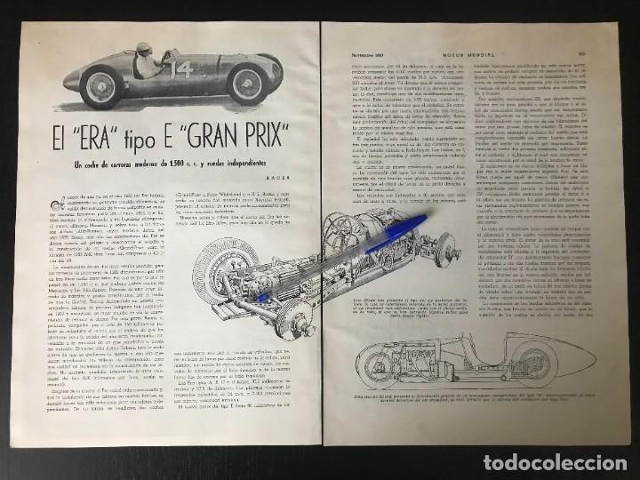 Coches y motocicletas: ERA TIPO E GRAN PRIX GP FORMULA AUTOMOVIL AUTO 1947 - ARTICULO PRENSA RECORTE - NO ALFA FERRARI