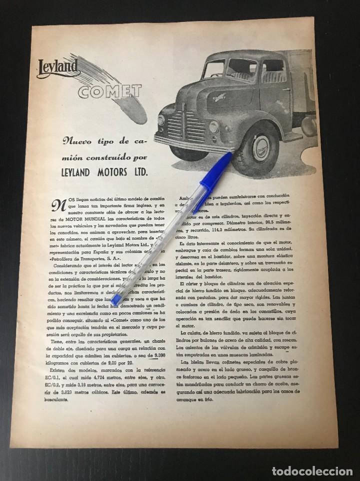 Coches y Motocicletas: CAMION LEYLAND COMET 1947 - ARTICULO PRENSA RECORTE - NO PEGASO BARREIROS FIAT EBRO BERLIET