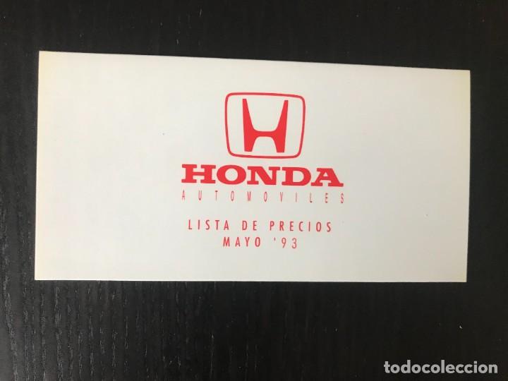 Coches y motocicletas: HONDA AUTOMOVILES CIVIC CRX NSX PRELUDE LEGEND ACCORD - LISTA DE PRECIOS - MAYO 1993 - ESPA&Ntilde;OL