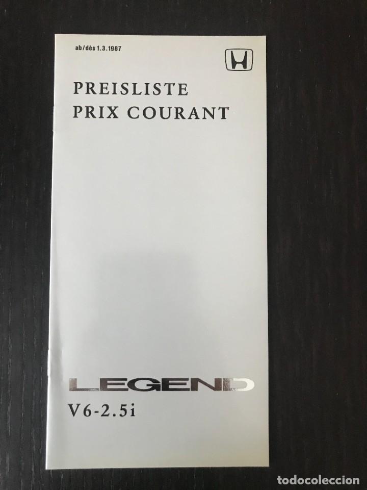 Coches y motocicletas: HONDA LEGEND V6 2.5i - LISTA DE PRECIOS - A&Ntilde;O 1987 - EN FRANCES Y ALEMAN