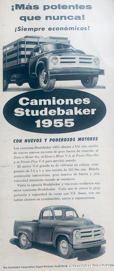 Coches y Motocicletas: Publicidad en prensa, camiones Studebaker. Revista original 1954. 16 x 36 cm.