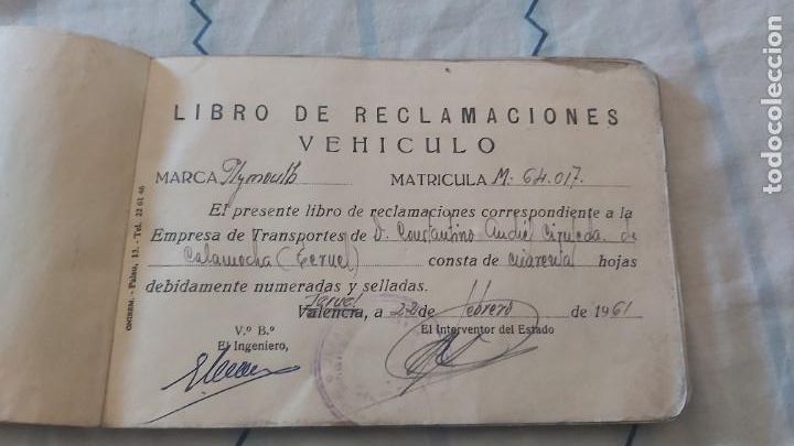 Coches y Motocicletas: Libro de reclamaciones vehiculo plymouth 1961
