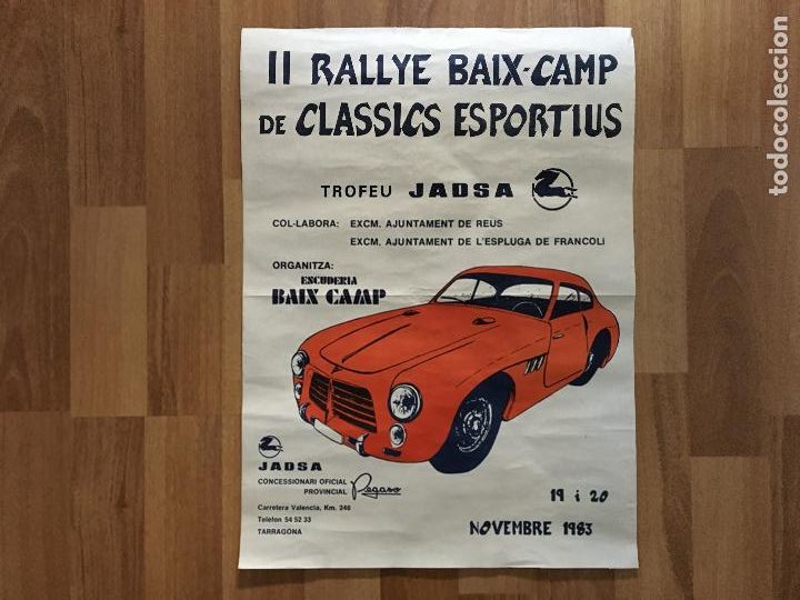 Coches y motocicletas: II RALLYE BAIX - CAMP CLASSICS ESPORTIUS TROFEU JADSA PEGASO, 1983 COCHE AUTO