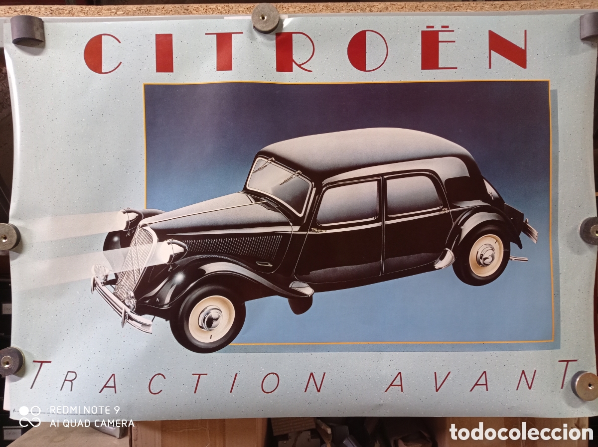 Coches y Motocicletas: Poster dibujo de los a&ntilde;os 80, John Faber production. Dibujo Citroen Traction Avant.