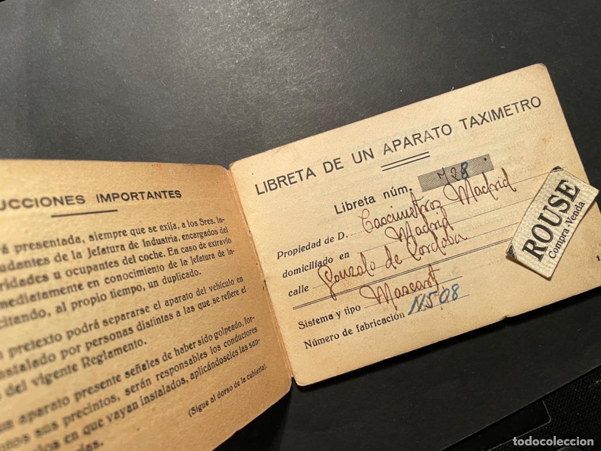 Coches y Motocicletas: TAXI - ANTIGUA LIBRETA DE VERIFICACION DE APARATOS TAXMETROS TOLEDO 1940- 1960 AUTIOMOVIL CITROEN