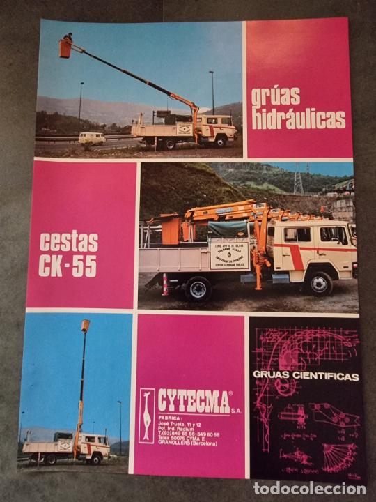 Automobili e Motociclette: HOJA TECNICA GRUAS HIDRAULICAS CK-55 CYTECMA CAMION EBRO. 21X30 CM. 1985