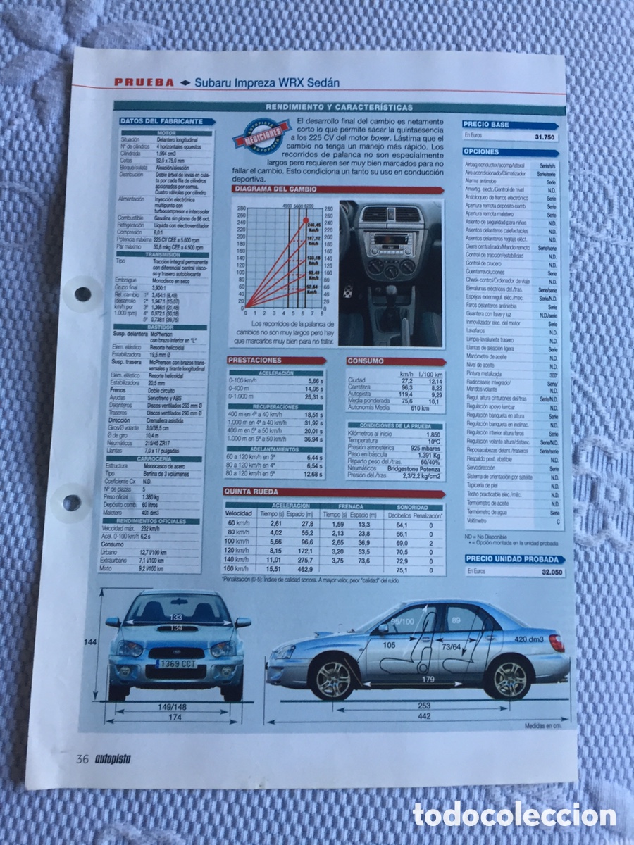 Coches y Motocicletas: Ficha t&eacute;cnica - SUBARU IMPREZA WRX SED&Aacute;N