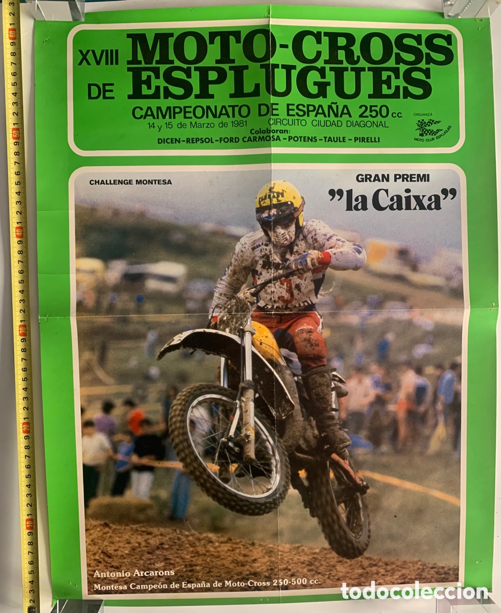 Voitures et Motocyclettes: P&oacute;ster cartel xviii moto-cross de Esplugues campeonato de Espa&ntilde;a 250 cc marzo 1981