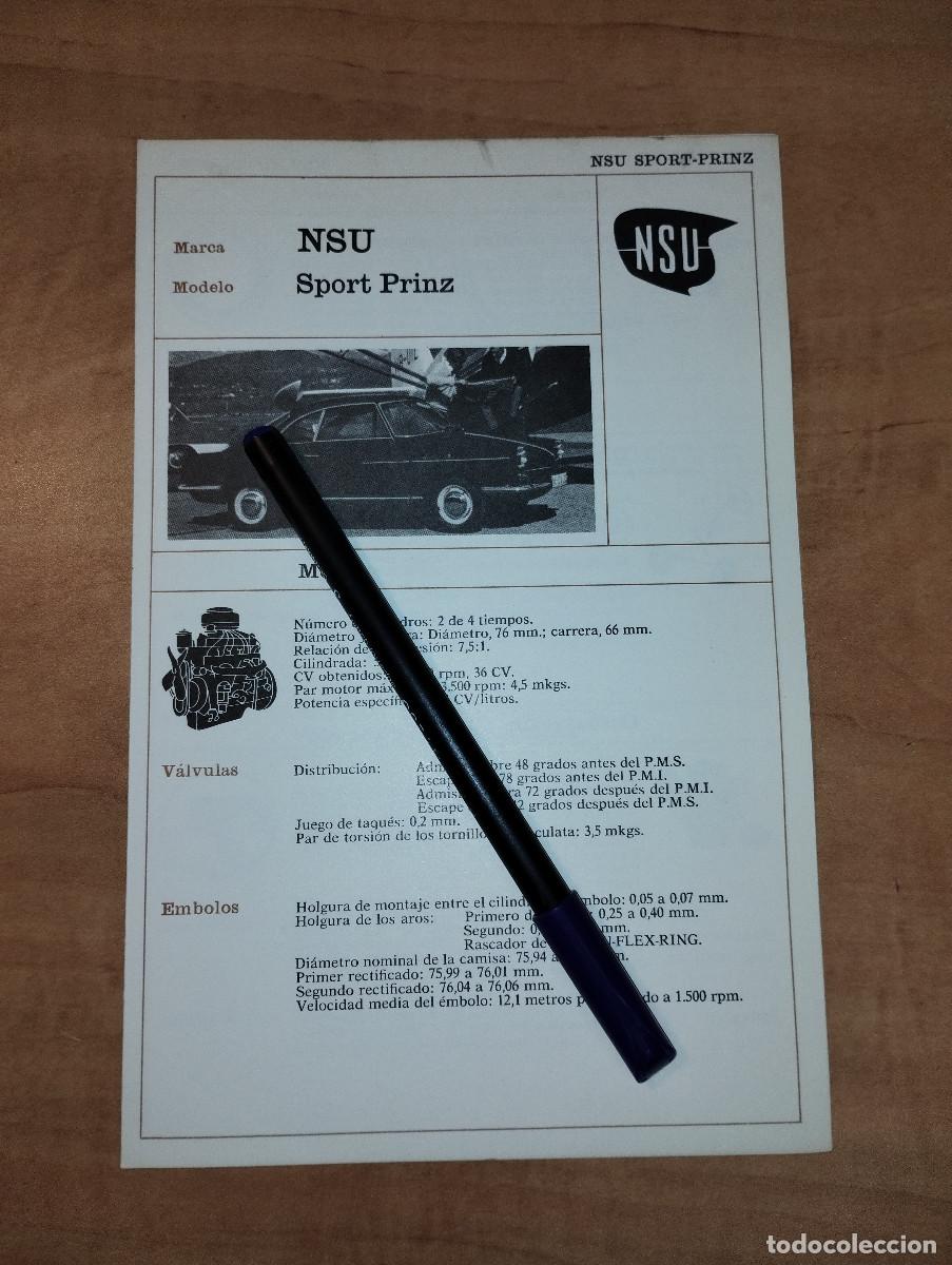 Coches y motocicletas: FICHA TECNICA MECANICA NSU SPORT PRINZ - EDICIONES CEAC - A&Ntilde;OS 70