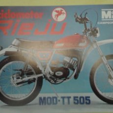 Coches y Motocicletas: RIEJU TT505/GT505 FOLLETO PUBLICITARIO DOBLE OFICIAL (ORIGINAL)1980 BUEN ESTADO. Lote 386523034