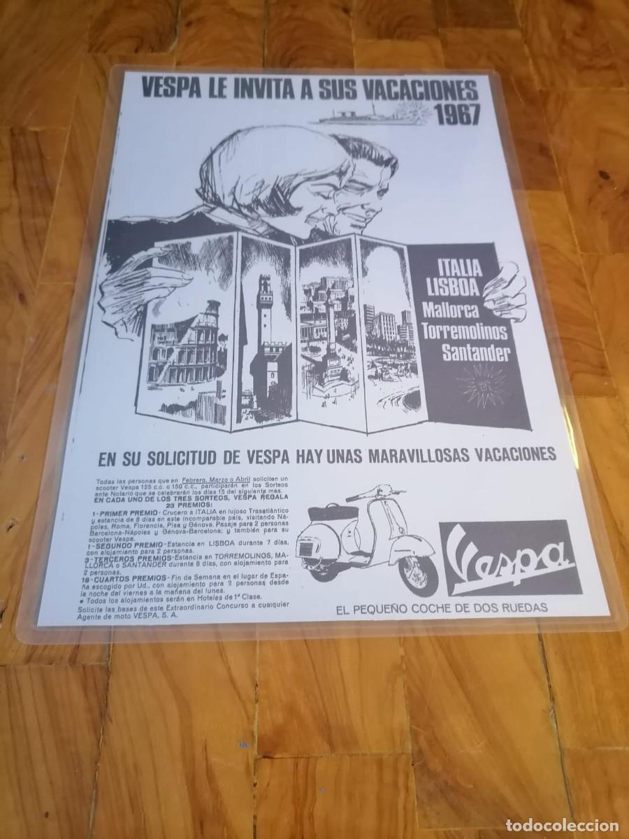 Coches y Motocicletas: LAMINA PLASTIFICADA ANUNCIO VESPA