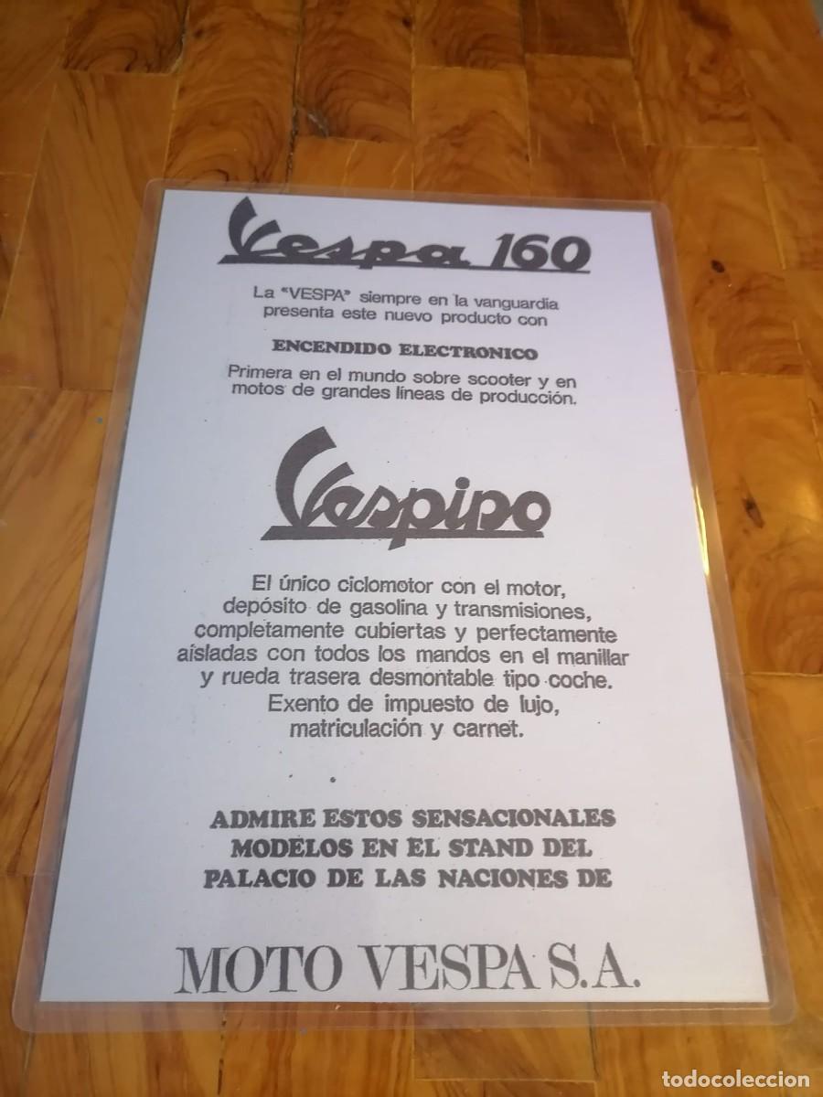 Coches y Motocicletas: LAMINA PLASTIFICADA ANUNCIO VESPA - VESPINO