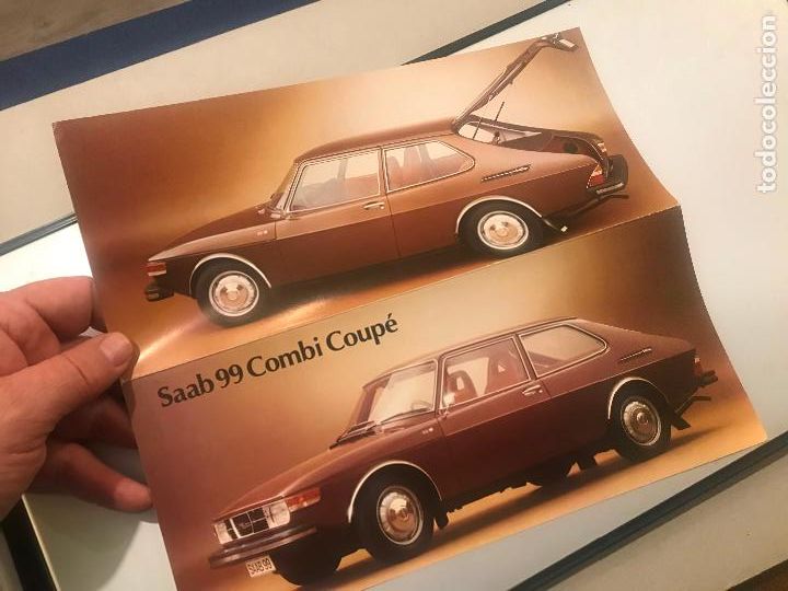 Coches y Motocicletas: Catalogo folleto 4 paginas Saab 99 combi coup&eacute; abierto 27 x 23 cms