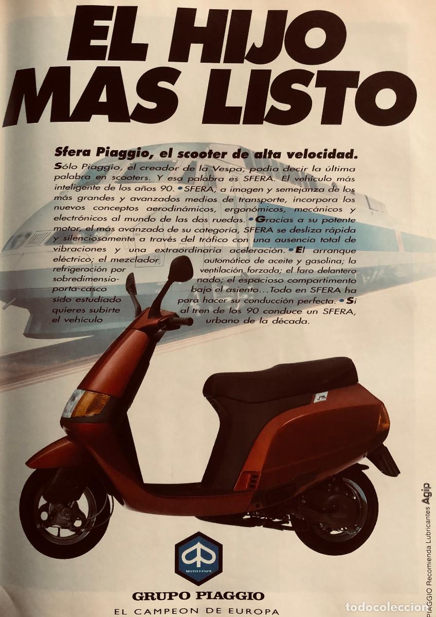 Cars and Motorcycles: Publicidad de esc&uacute;ter Piaggio Sfera. P&aacute;gina de revista original a&ntilde;o 1992. Buen estado.