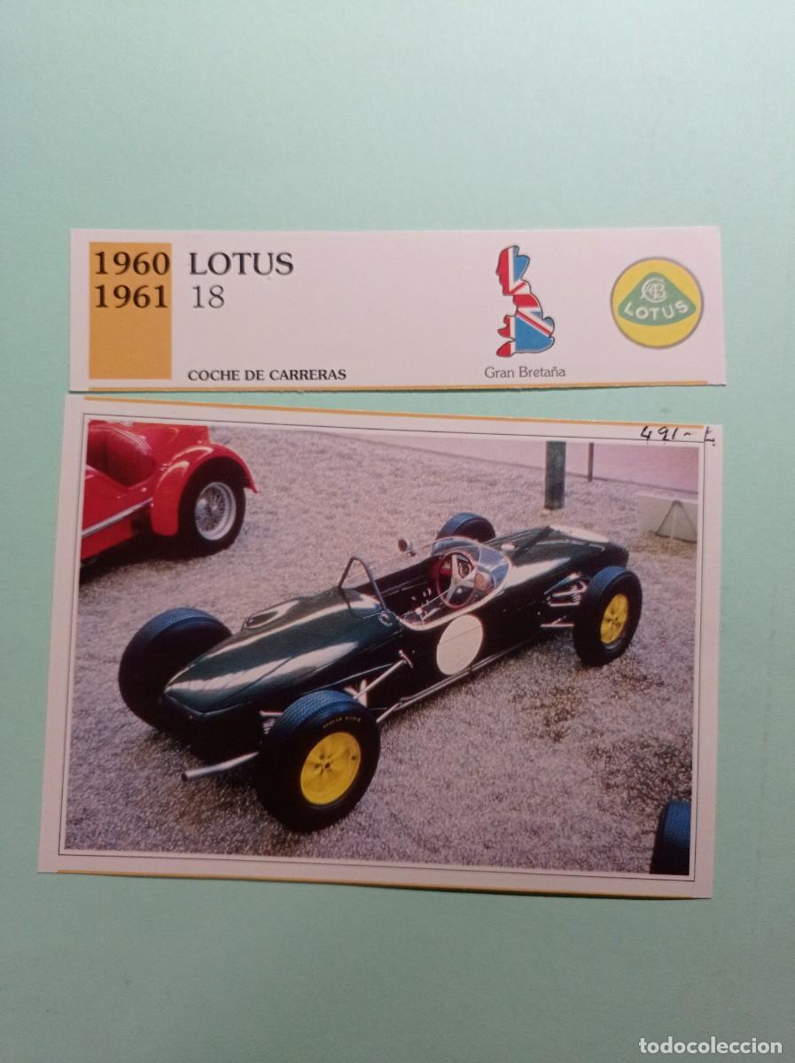 Automobili e Motociclette: FICHA: LOTUS 18 1960 61. CARRERAS. AUTOS DE COLECCI&Oacute;N. PLANETA AGOSTINI, 1992. RECORTADA