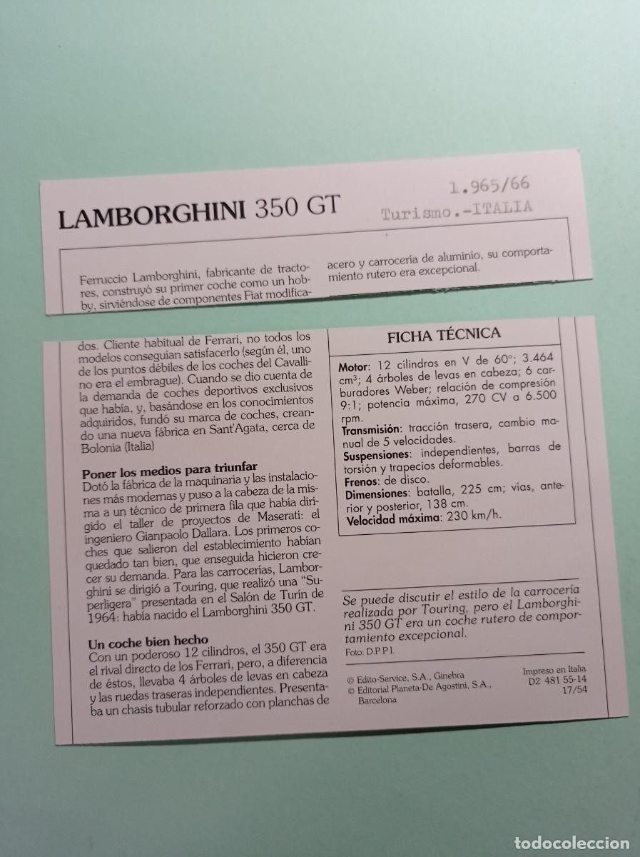 ficha: lamborghini 350 gt 1965 66. turismo. aut - Buy Catalogs, advertising  and mechanical books on todocoleccion