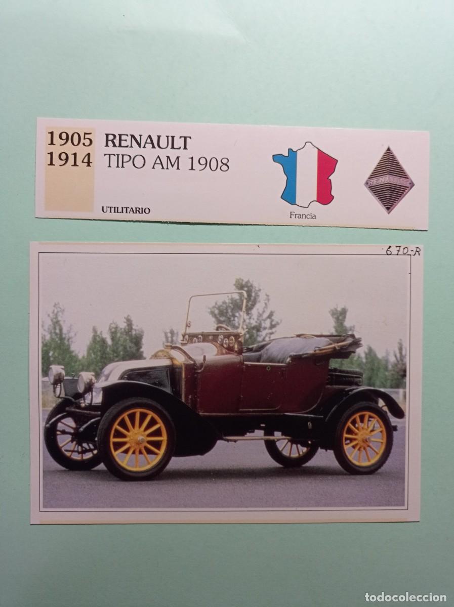 Automobili e Motociclette: FICHA: RENAULT TIPO AM 1908. UTILITARIO. AUTOS DE COLECCI&Oacute;N. PLANETA AGOSTINI, 1992. RECORTADA