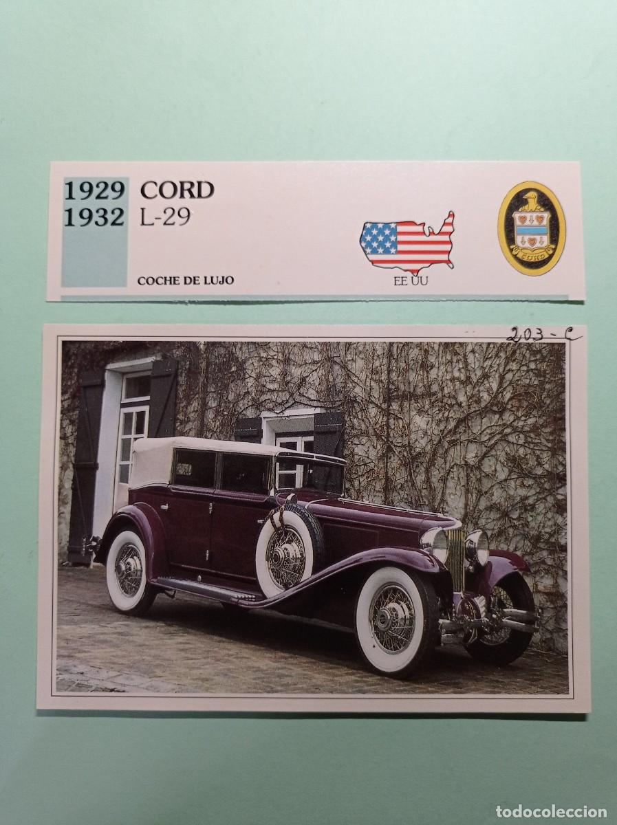Automobili e Motociclette: FICHA: CORD L-29 1929 32. LUJO. AUTOS DE COLECCI&Oacute;N. PLANETA AGOSTINI, 1992. RECORTADA