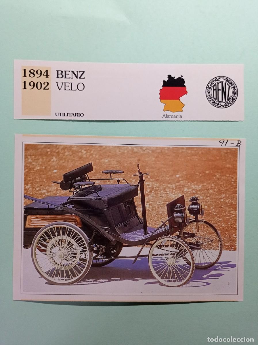 Automobili e Motociclette: FICHA: BENZ VELO 1894 1902 UTILITARIO. AUTOS DE COLECCI&Oacute;N. PLANETA AGOSTINI, 1992. RECORTADA