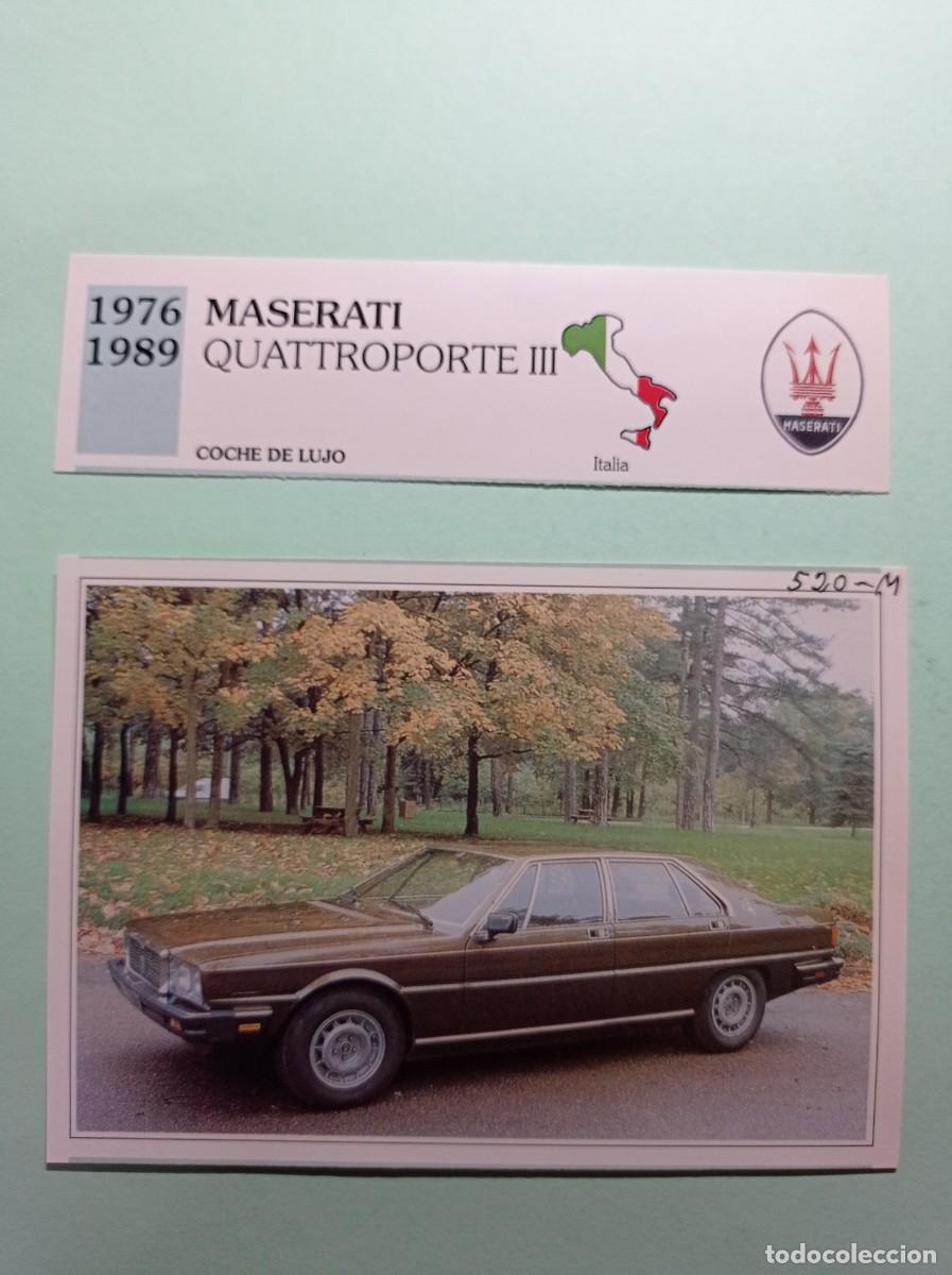 Automobili e Motociclette: FICHA: MASERATI QUATTROPORTE III 1976 89. LUJO. AUTOS DE COLECCI&Oacute;N. PLANETA AGOSTINI 1992. RECORTADA