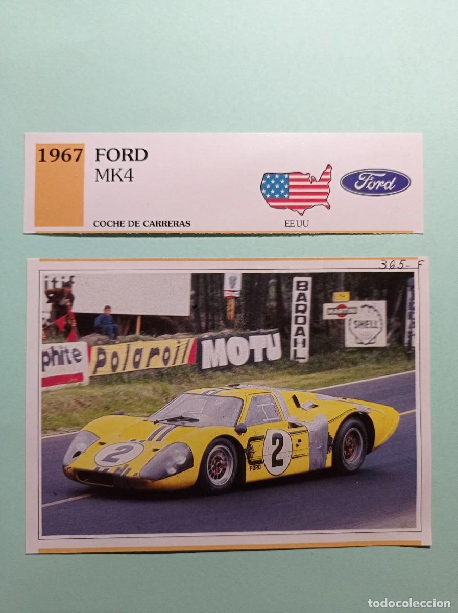 Automobili e Motociclette: FICHA: FORD MK4 1967. CARRERAS. AUTOS DE COLECCI&Oacute;N. PLANETA AGOSTINI, 1992. RECORTADA