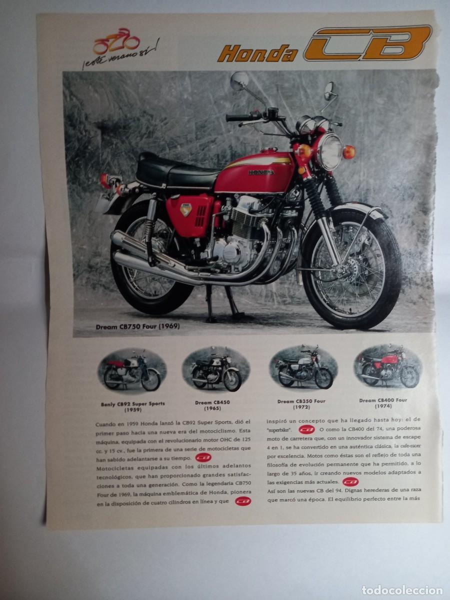 Coches y Motocicletas: ANUNCIO MODELOS DE MOTOCICLETAS HONDA CB DESDE 1959 A 1994