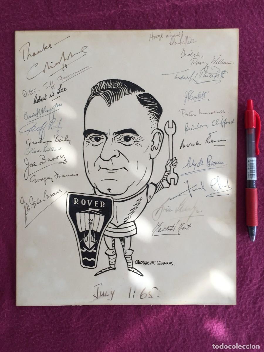 Coches y motocicletas: CARICATURA / RETRATO DE MECANICO DE COCHES ROVER 1965--- FIRMADO Y MUY DEDICADO