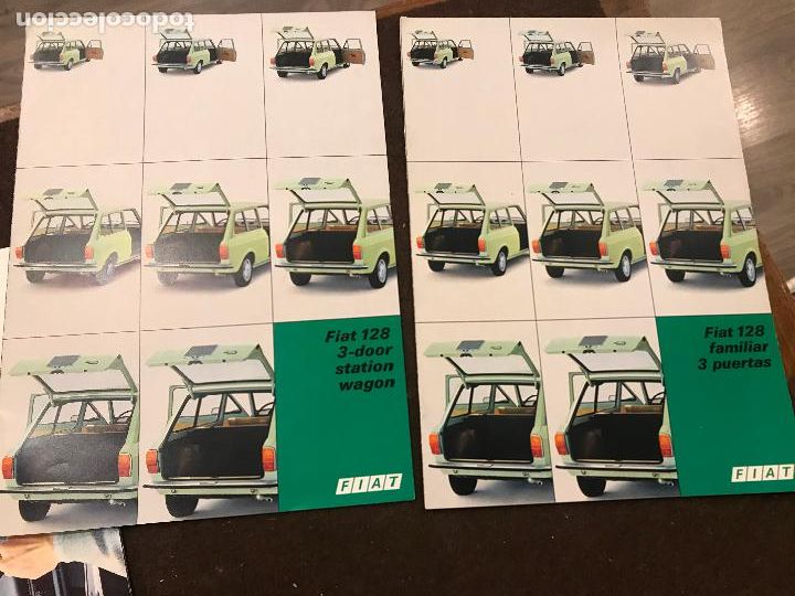 Coches y Motocicletas: Catalogos Fiat 128 familiar station wagon en espa&ntilde;ol y en ingl&eacute;s 8 paginas cada uno a&ntilde;os 70