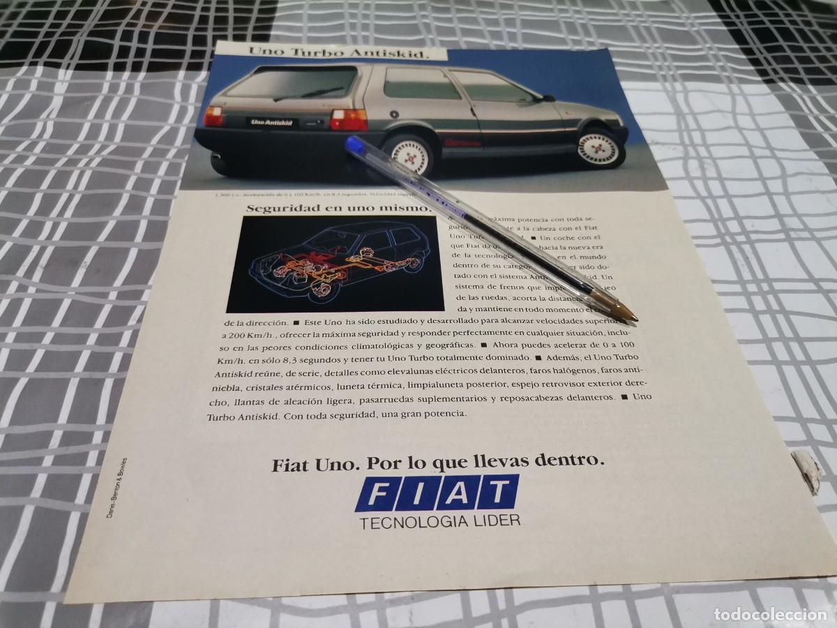 Coches y Motocicletas: COCHE FIAT UNO TURBO ANTISKID ANUNCIO PUBLICIDAD REVISTA 1988