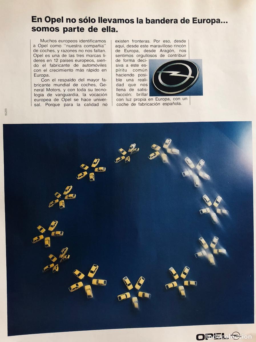 Automobili e Motociclette: Publicidad de Opel. Bandera de Europa. P&aacute;gina de revista original a&ntilde;o 1992. Buen estado.