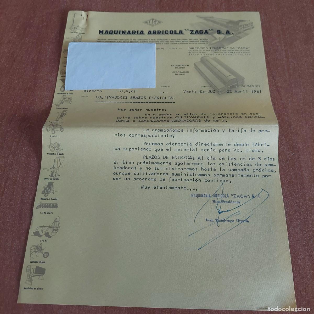 Automobili e Motociclette: Hoja comercial pedido Zaga Durango Vizcaya 1961