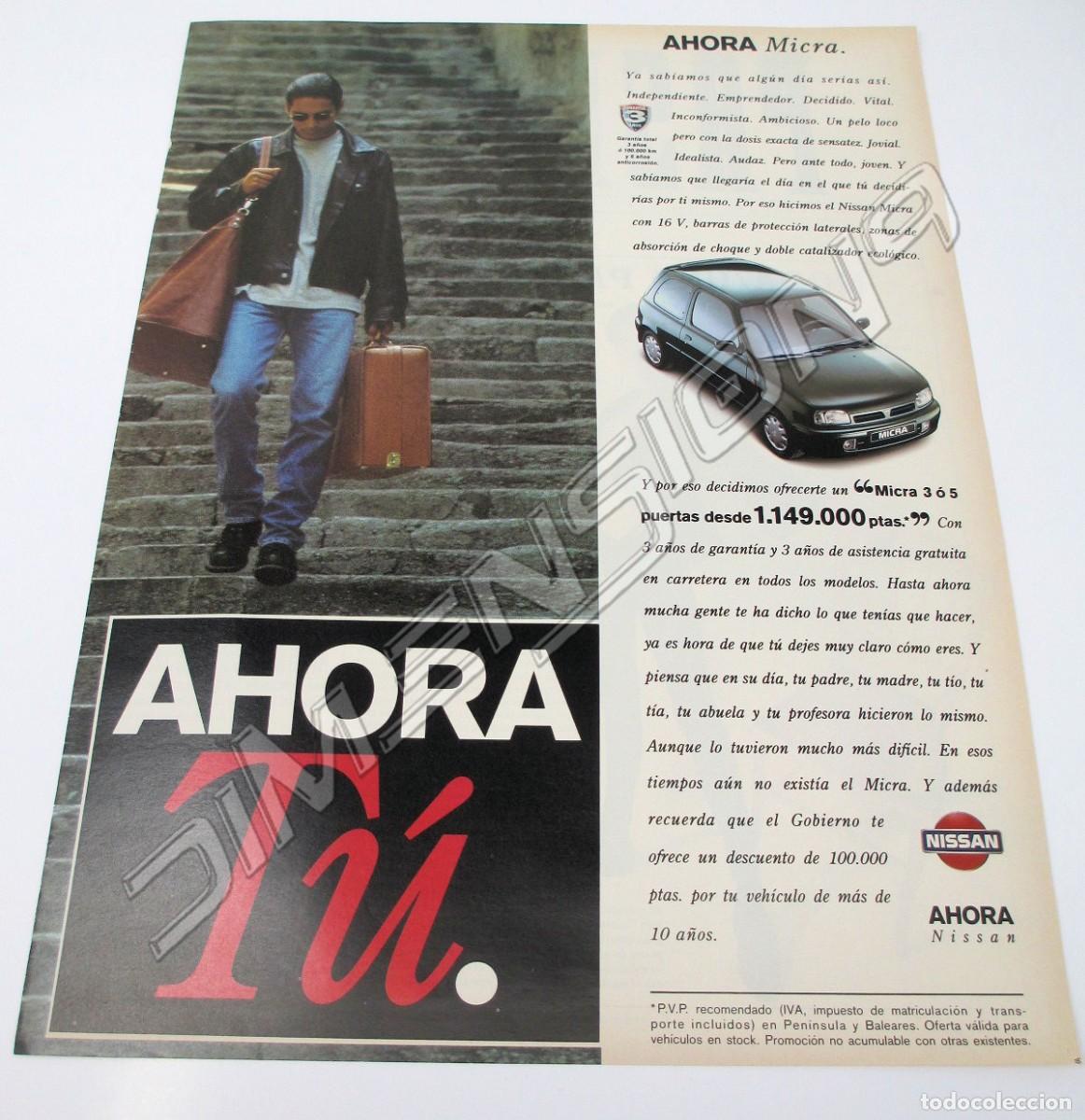 Coches y motocicletas: Gran Anuncio Publicidad de Prensa - Nissan Micra de 1994 - Mide 37 x 28 cm.