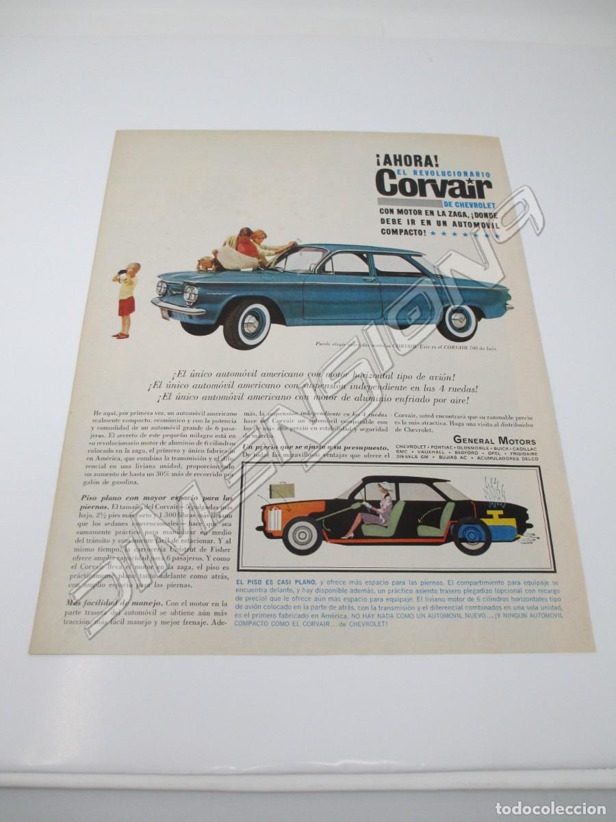 Coches y motocicletas: Gran Anuncio Publicidad de Prensa - Chevrolet Corvair de 1960 - Mide 34 x 26 cm.