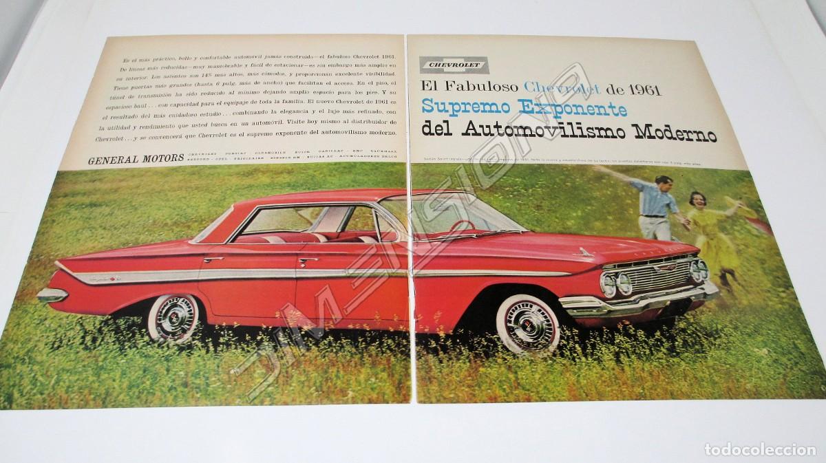 Coches y motocicletas: Gran Anuncio a doble P&aacute;gina Publicidad de Prensa - Chevrolet de 1961 - Mide todo 53 x 35 cm.