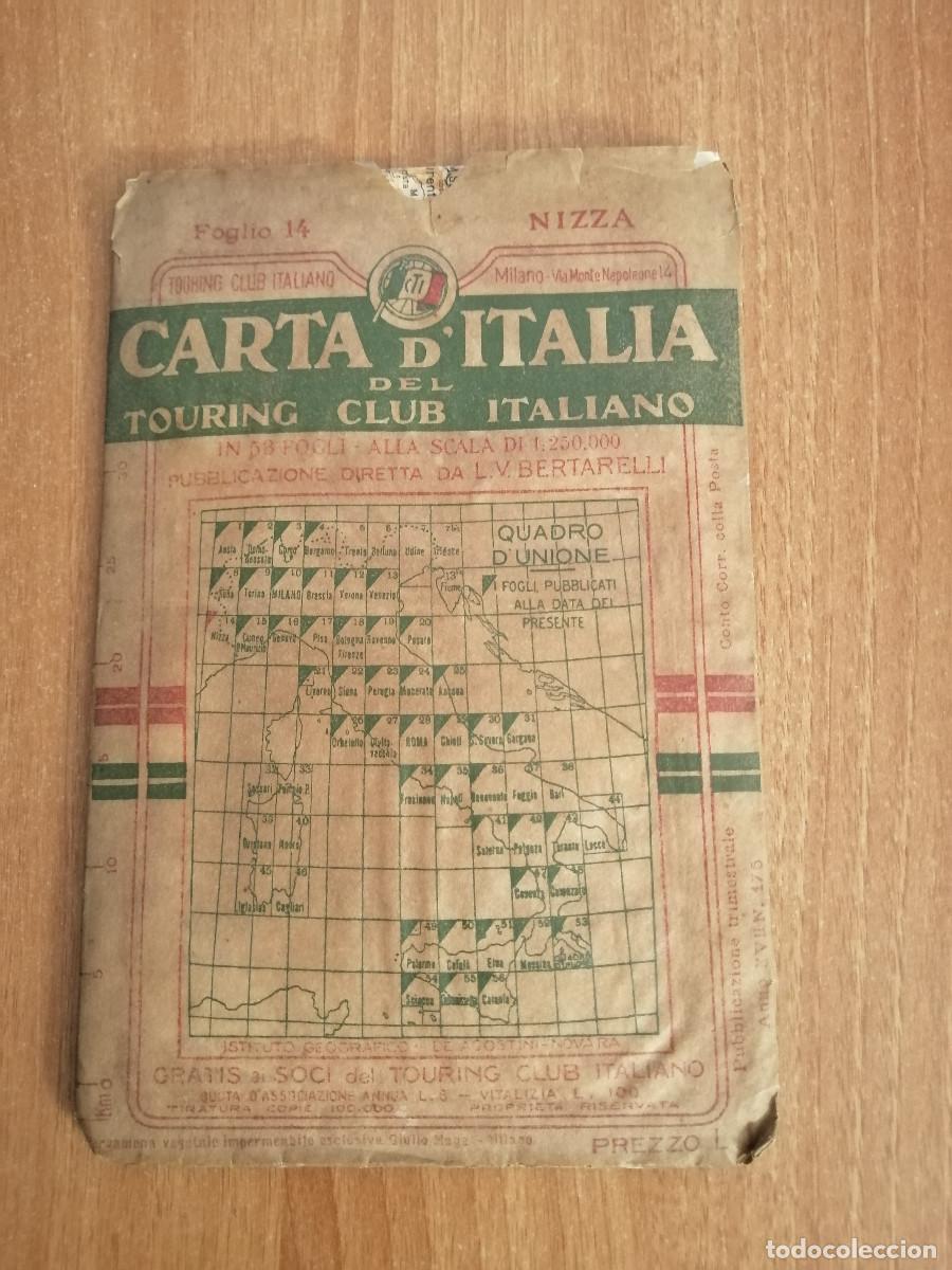 Automobili e Motociclette: CARTA D`ITALIA DEL TOURING CLUB ITALIANO FOGLIO N&ordm; 14 NIZZA.