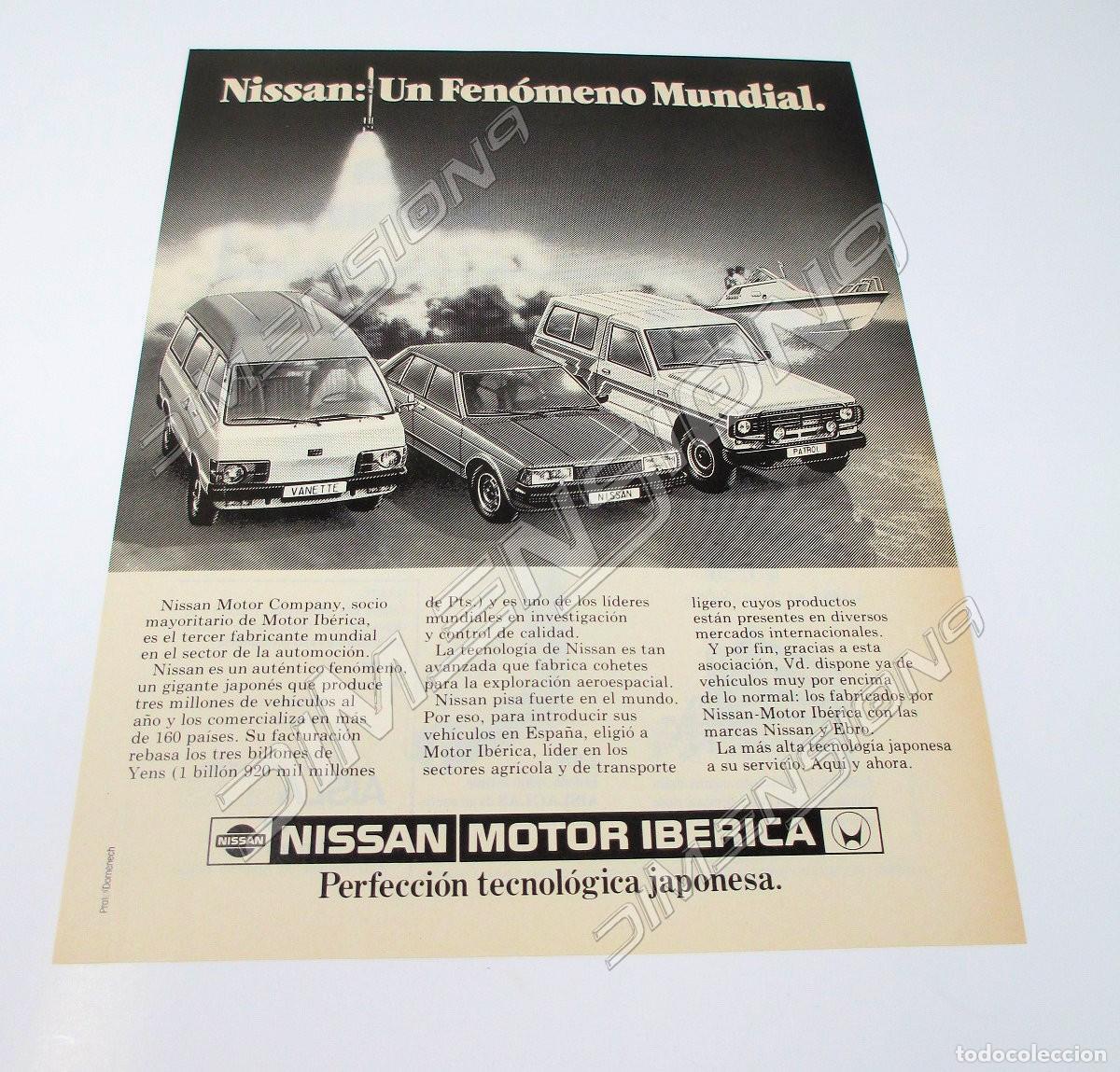 Coches y motocicletas: Recorte Publicidad de Prensa - Nissan Motor Ib&eacute;rica de 1984 - Mide 28,5 x 21,5 cm.